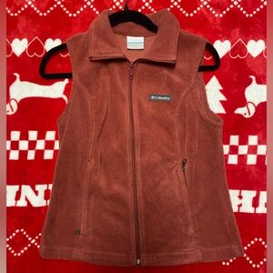 Columbia Benton Springs Brick Red Fleece Vest full zip pockets fleece new PXS